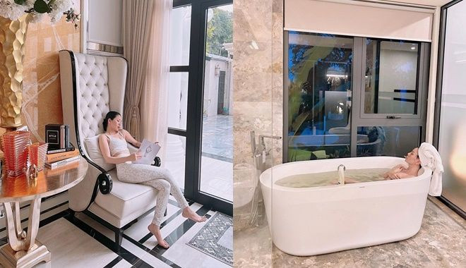 Từ ngoài cổng đến mọi góc trong nhà của Lệ Quyên đều được thiết kế và bày trí tiện nghi.