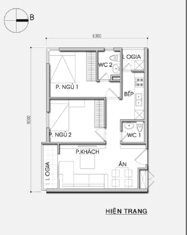 Cai tao noi that can ho 56m2 thoang dang cho gia dinh tre