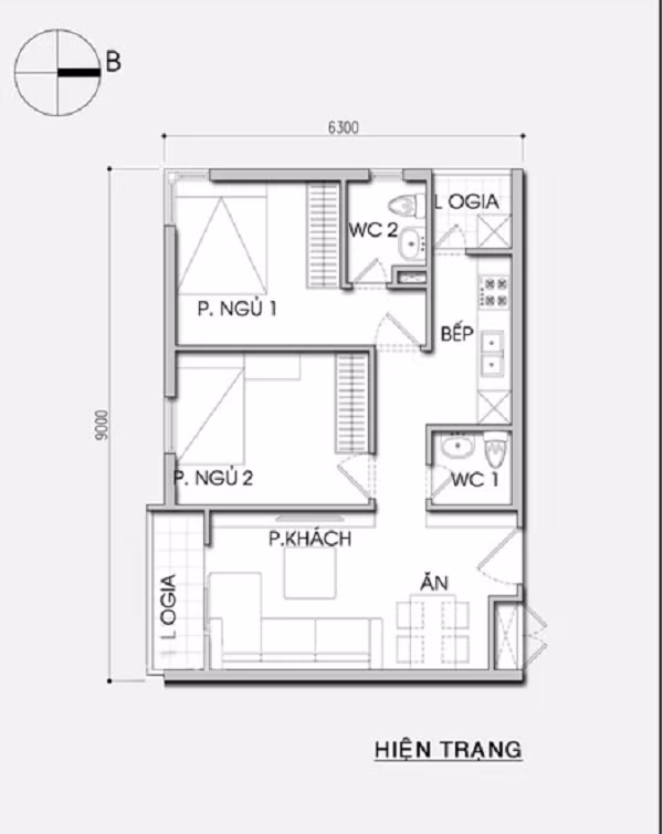 Cai tao noi that can ho 56m2 thoang dang cho gia dinh tre