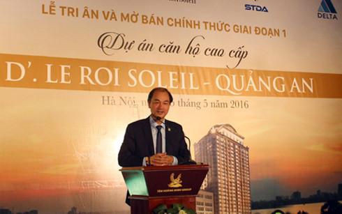 Ông Nguyễn Ngọc Khoa, Phó Tổng giám đốc Tập đoàn Tân Hoàng Minh phát biểu tại buổi lễ.