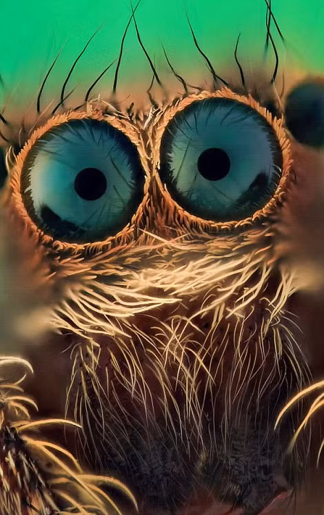 Sở dĩ Javier chọn nhện nhảy là đối tượng nhiếp ảnh là bởi ông rất hứng thú với chúng. Nhện nhảy có số lượng chiếm 13% tất cả các loài nhện. Chúng có thị lực cực tốt, phụ trợ đắc lực trong khi đi săn mồi và né tránh nguy hiểm. (Nguồn Sina)