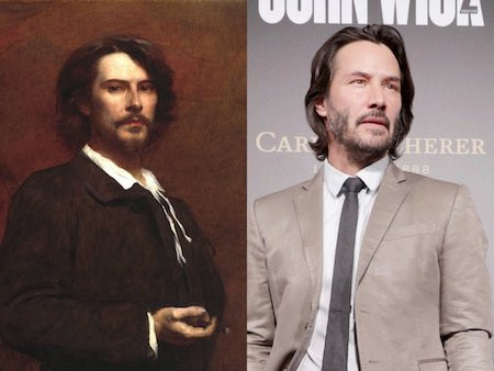 Ngôi sao danh tiếng Keanu Reeves khiến nhiều người giật mình khi có ngoại hình khá giống nam diễn viên người Pháp Paul Mounet sống ở thế kỉ 19.