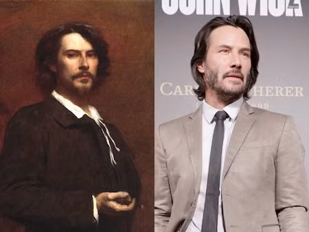 Ngôi sao danh tiếng Keanu Reeves khiến nhiều người giật mình khi có ngoại hình khá giống nam diễn viên người Pháp Paul Mounet sống ở thế kỉ 19.