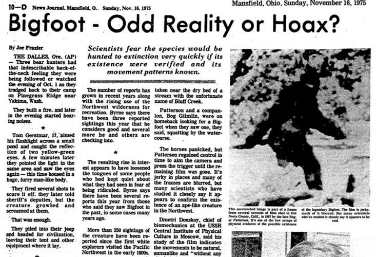 Một số nhân chứng tuyên bố "đụng độ" sinh vật bí ẩn Bigfoot. Thậm chí, một vài người còn quay phim, chụp ảnh được quái thú này.