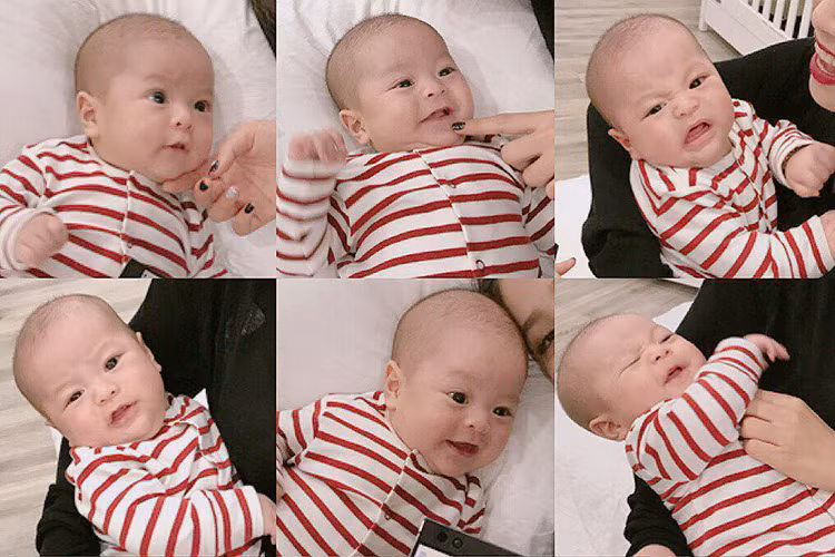 Con trai của “ca nương” Kiều Anh biểu cảm đáng yêu.