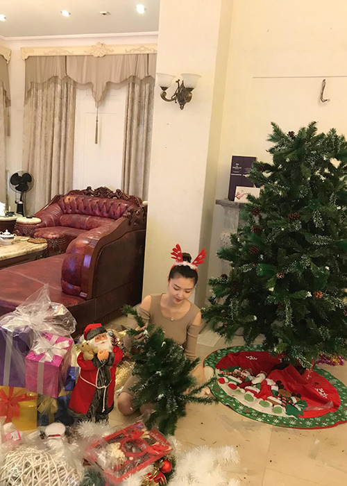 Ngọc Duyên sắm đồ Giáng sinh và tự tay chăm chút cho căn nhà của mình.
