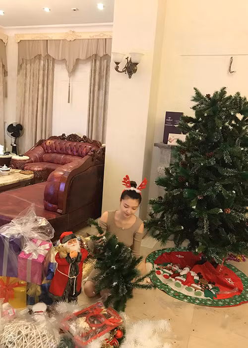 Ngọc Duyên sắm đồ Giáng sinh và tự tay chăm chút cho căn nhà của mình.
