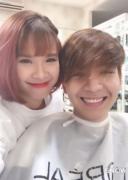 Vợ chồng sao Việt Khởi My - Kelvin Khánh cùng thay đổi kiểu tóc sau khi kết hôn.