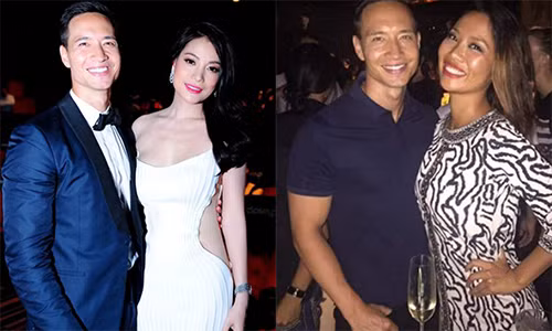 Kim Lý bên Trương Ngọc Ánh (trái) và bên Kiko Chan. Ảnh: Saostar