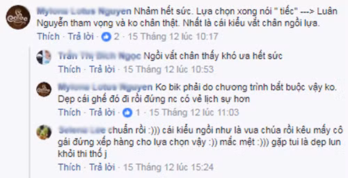 Bình luận của cư dân mạng về khách mời nam.