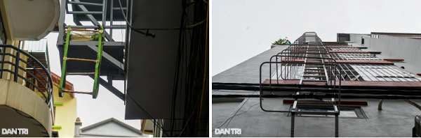 Anh Hoàng Long (38 tuổi, chủ xưởng cơ khí tại số 852 đường Láng) cho biết, khoảng 15 ngày qua, các chủ nhà trọ, chủ chung cư mini ồ ạt đến xưởng anh để đặt thang thoát hiểm ngoài trời. Theo anh Long, có 2 loại thang thoát hiểm ngoài trời là thang thẳng đứng và thang bậc. Trong đó, thang thẳng đứng cao từ 15 đến 25m có giá khoảng 15-25 triệu đồng còn loại thang bậc cao từ 15 đến 30m (tùy theo chất liệu như sắt hay inox) có giá 100-200 triệu đồng.