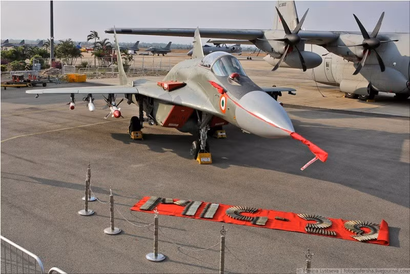 Tiêm kích MiG-29 của Không quân Ấn Độ giới thiệu tại triển lãm. Nguồn ảnh: Arms-Expo