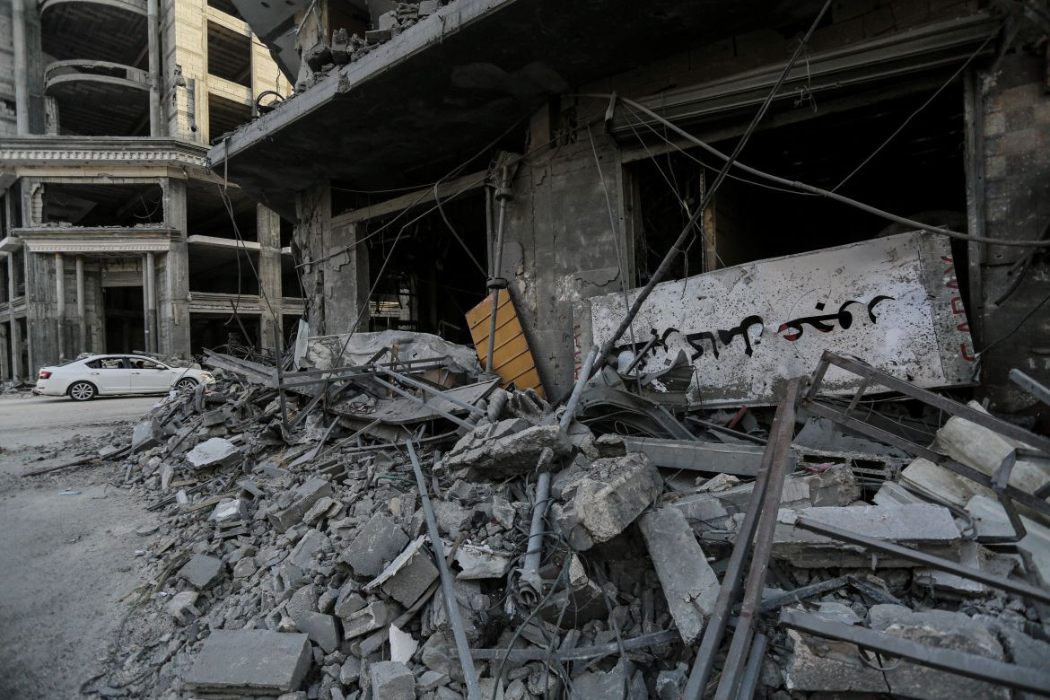 Canh nha cua tan hoang o Dai Gaza vi trung khong kich cua Israel