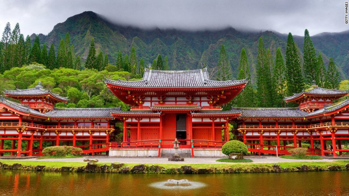 Vẻ đẹp cổ kính của chùa Byodo-in tại Kyoto, Nhật Bản hiện lên trong khung cảnh thiên nhiên hữu tình.
