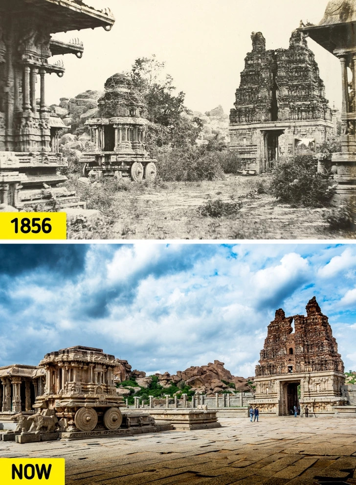 6. Hampi, quận Vijayanagara, Karnataka, Ấn Độ: Hampi là thủ đô của Đế chế Vijayanagara vào thế kỷ 14. Theo biên niên sử của các nhà thám hiểm người Ba Tư và châu Âu, chủ yếu là người Bồ Đào Nha, Hampi là một thành phố thịnh vượng, giàu có và khổng lồ bên cạnh sông Tungabhadra.