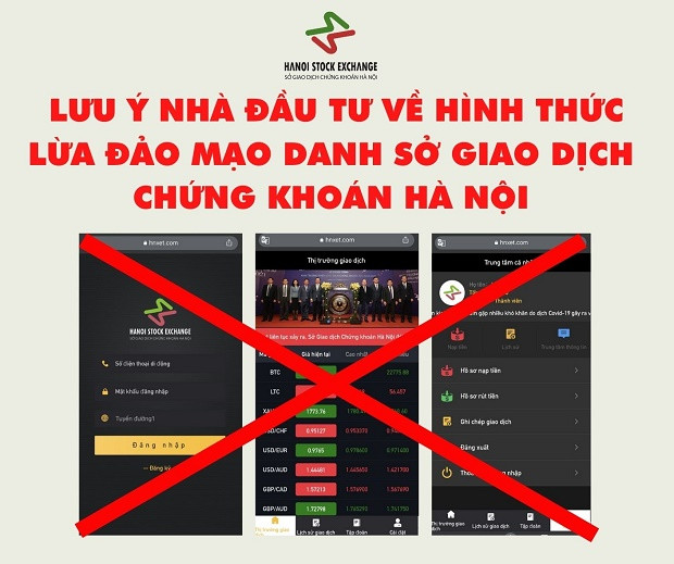 Nhieu website gia danh So Giao dich Chung khoan Ha Noi huy dong von trai phep