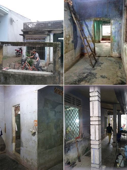 Đó là căn nhà có diện tích 94m2 (4,7x20m). Trước khi cải tạo nhà cũ, ngôi nhà đang ở trong tình trạng xuống cấp nghiêm trọng, tường nhà ẩm mốc, mục nát. Với số tiền 350 triệu được tích góp trong nhiều năm, gia chủ chỉ cần sửa chữa nhà có đầy đủ các phòng chức năng, rộng rãi, thoáng mát. Ảnh: Ngôi nhà trước khi cải tạo.