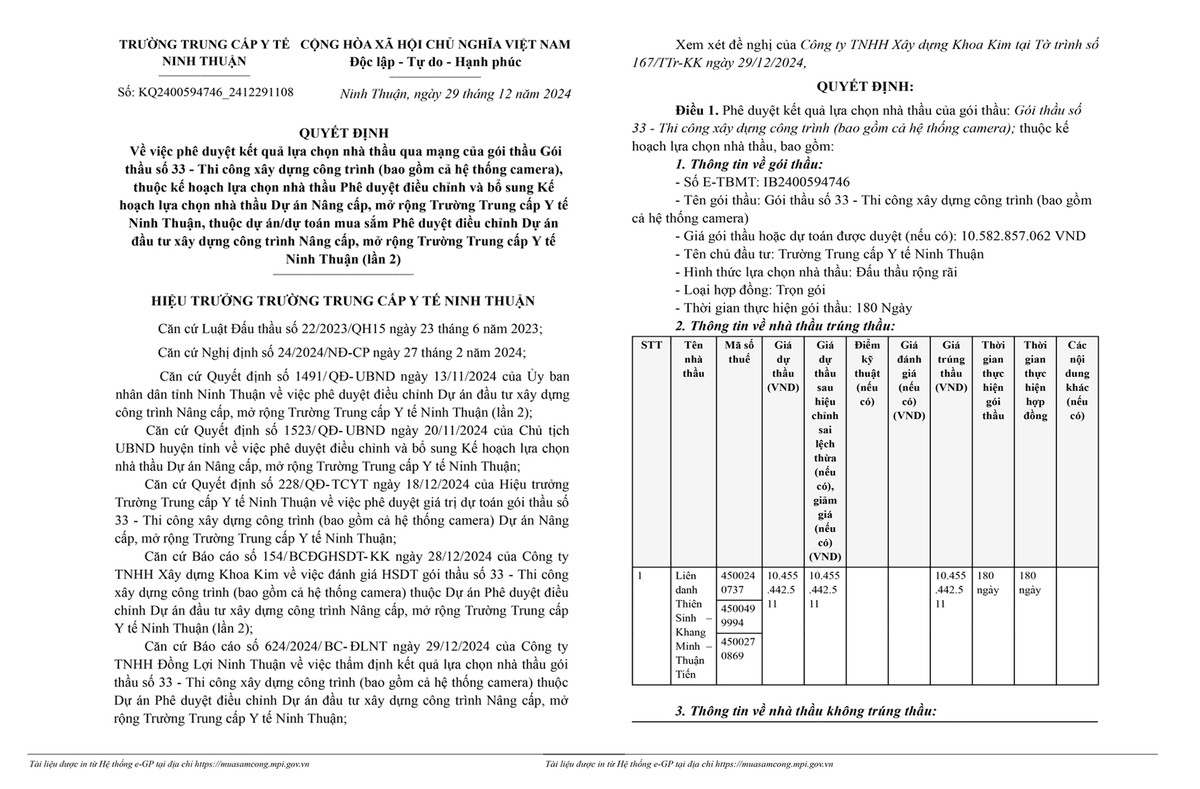 Gói xây dựng hơn 10 tỷ ở Ninh Thuận gọi tên nhà thầu nào? Goi xay dung hon 10 ty o Ninh Thuan goi ten nha thau nao?