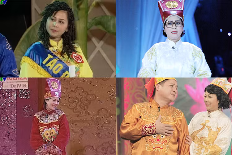 Sau vai Mama Chuê, nghệ sĩ Minh Hằng tiếp tục lại dấu ấn riêng với vai Táo đầu tư (2006), Táo Điện lực (2009), Táo Giáo dục (2011), Táo Văn Thể (2013) trong chương trình Táo quân. (Ảnh: Tiền Phong, Dân Việt, Zing, Tiền Phong)