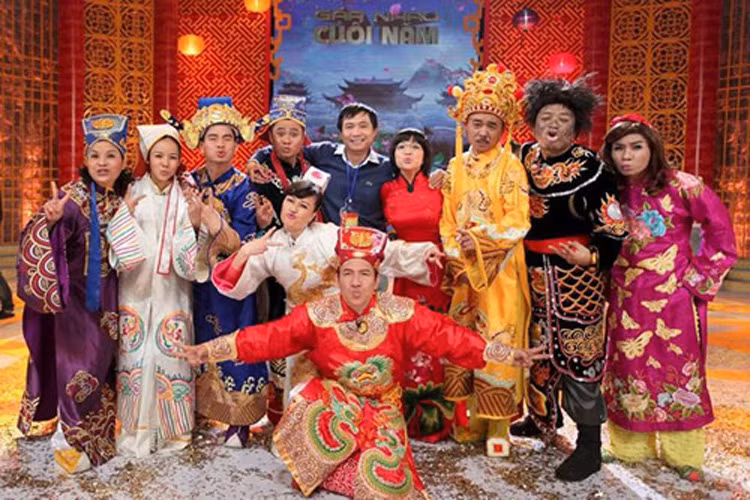 Nghệ sĩ Hồ Liên đã đóng Táo Giáo dục trong chương trình năm 2014. Đây cũng lần đầu tiên cô tham gia Táo quân cho đến nay. (Ảnh: Facebook đạo diễn Đỗ Thanh Hải)