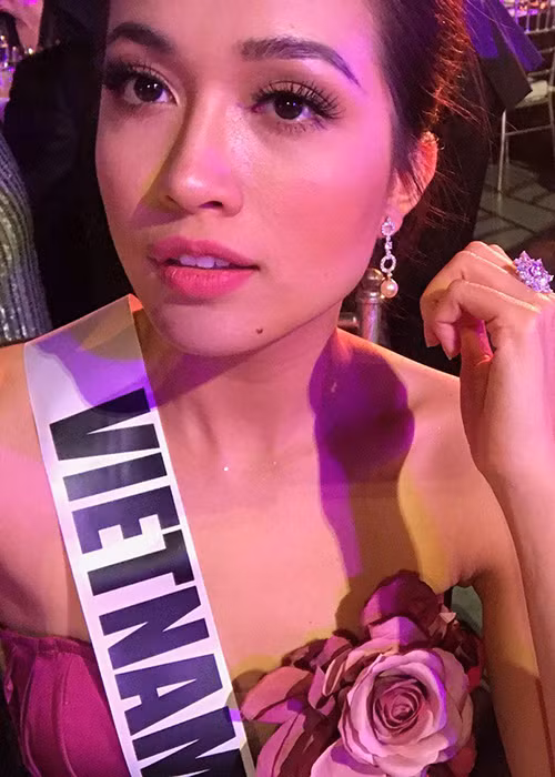 Lệ Hằng cũng lựa chọn tông trang điểm màu hồng nude cho gương mặt để phù hợp với bộ đầm dạ hội cô mặc.