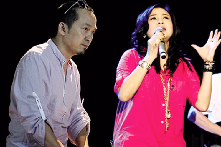 Sau cuộc hôn nhân đầu tiên không trọn vẹn, nữ diva tái hôn với nhạc sĩ Quốc Trung. Cả hai được xem là đôi trai tài gái sắc của làng nhạc Việt. (Ảnh: Giadinhnetvn) 