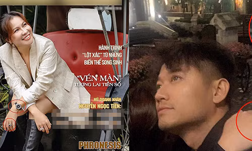 Năm 2019, người hâm mộ truy tìm được danh tính bạn gái Quý Bình. Theo đó, doanh nhân Ngọc Tiền và Quý Bình nhiều lần chụp ảnh chung và đeo nhẫn, đồng hồ đôi. Ảnh: Dân Việt