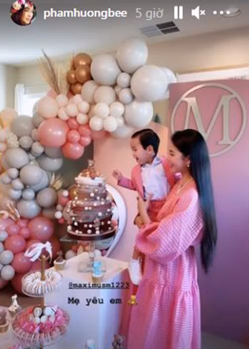  Phạm Hương vừa chia sẻ loạt ảnh tiệc sinh nhật của con trai 2 tuổi ở Mỹ.