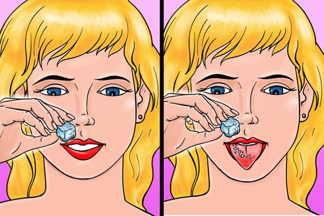 7.Rắc lên một ít đá: Chườm lạnh là một trong những phương pháp đầu tiên có thể nghĩ đến khi bị bỏng lưỡi, nhưng cần phải được áp dụng chính xác. Đừng bao giờ liếm một viên đá lạnh, vì bạn có thể khiến tình trạng này trở nên tồi tệ hơn cho răng. Thay vào đó, bạn có thể rắc một ít đá lên bề mặt lưỡi của mình, đảm bảo nó sẽ bao phủ vùng bị thương.