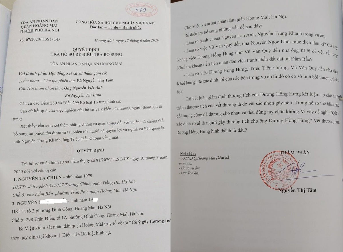 Vu viec danh nhau o Ha Noi: Toa hai lan tra ho so-Hinh-2