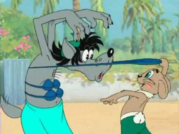 Hai "nhân vật" chính của phim là Sói và Thỏ. Kết thúc mỗi tập phim, Sói vẫn không thể rượt đuổi Thỏ thành công và luôn nói một câu quen thuộc: "Ну, погоди!" - "Này, hãy đợi đấy!".