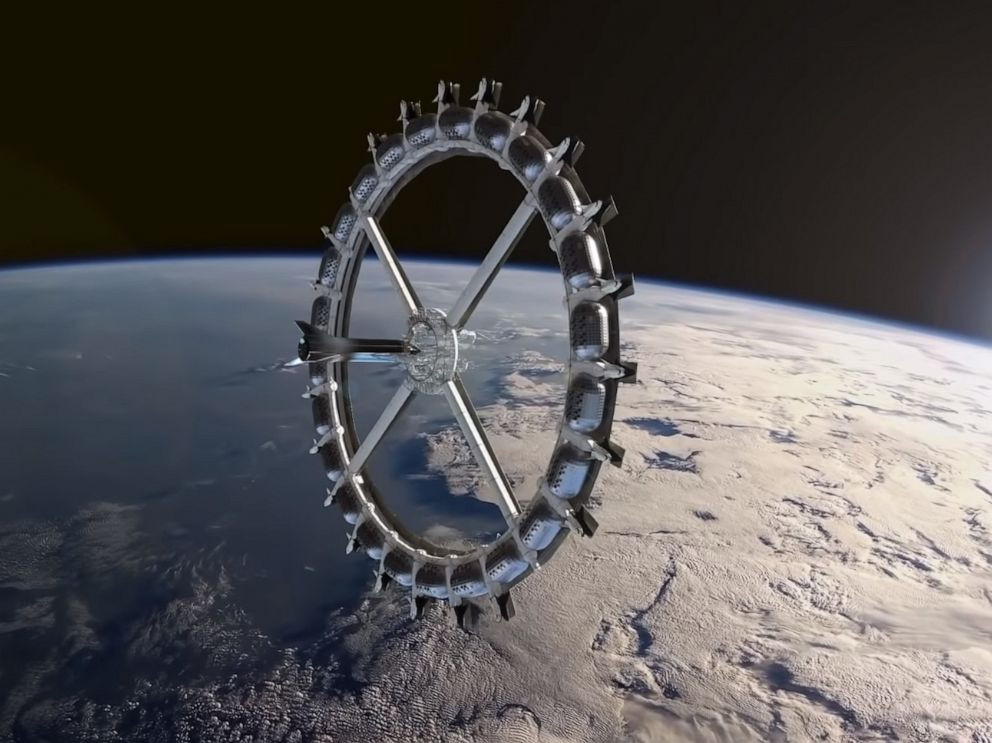 Orbital Assembly hình dung cả hai trạm trên giống như một "bánh xe" quay xung quanh Trái đất.