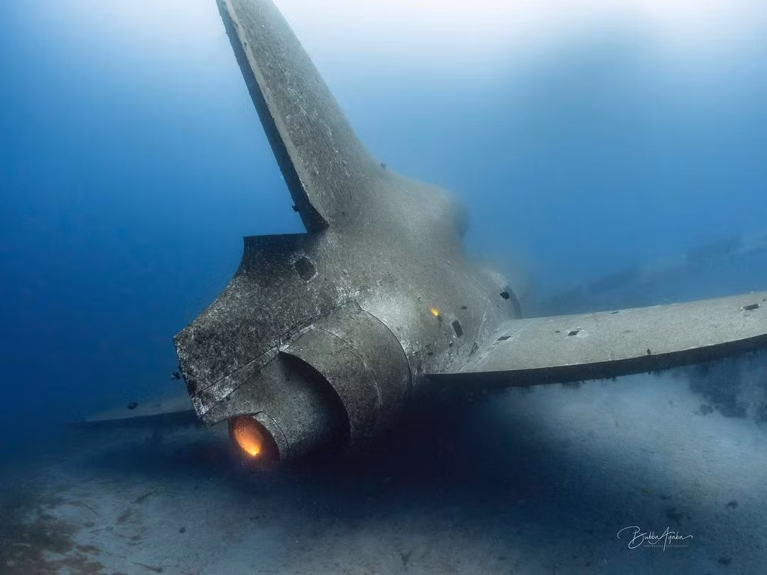 Trong đó phần đuôi máy bay nằm ở vị trí sâu nhất.