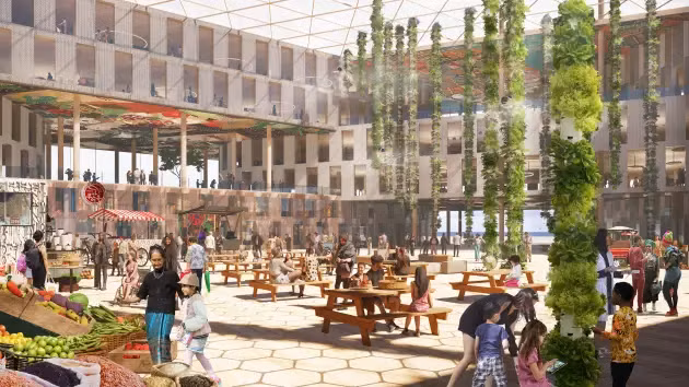 ... hoàn chỉnh với mọi thứ, từ nhà hàng và không gian làm việc chung cho đến trang trại đô thị và các cơ sở giải trí.