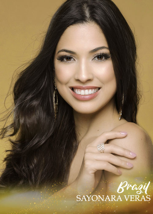 Dàn thí sinh được đánh giá cao còn gồm Sayonara Veras. Đại diện Brazil năm nay 25 tuổi, cao 1m77. Cô đang làm người mẫu chuyên nghiệp tại Brazil. Trước Hoa hậu Trái đất 2018, Sayonara từng tham gia cuộc thi Miss Mundo Brazil 2015.