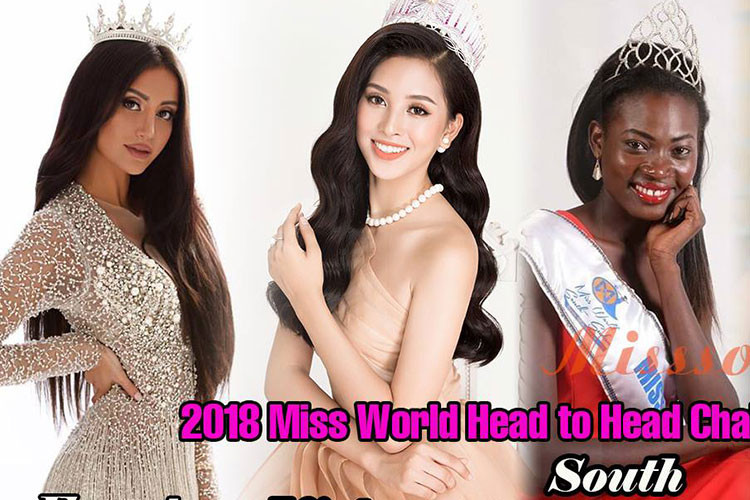 120 thí sinh cuộc thi Hoa hậu Thế giới 2018 vừa được chia thành 20 nhóm cho phần thi Head to Head Challenge – Thử thách đối đầu. Hoa hậu Trần Tiểu Vy thuộc nhóm 12 cùng đại diện: Ai Cập, Nam Sudan, Panama, Montenegro và Ấn Độ.