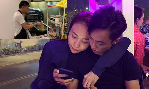 Dam Thu Trang khoe Cuong Do la vao bep nau an