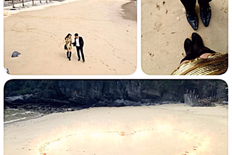 Một trong những khoảnh khắc lãng mạn hiếm hoi của vợ chồng nam diễn viên phim "Quỳnh búp bê" bị rò rỉ. Ảnh: Thế giới trẻ