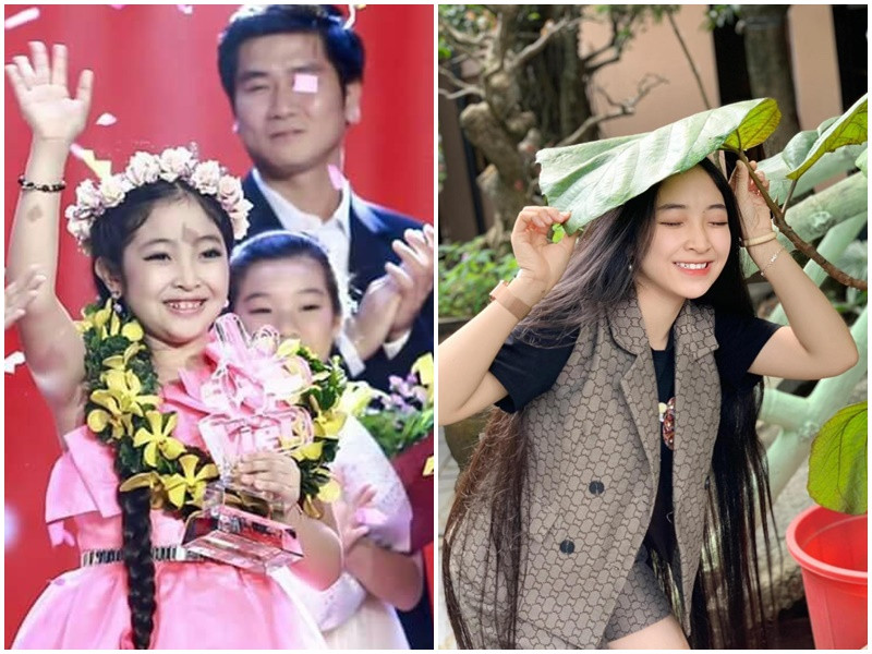 “Công chúa tóc mây” Trịnh Nguyễn Hồng Minh đăng quang Giọng hát Việt nhí 2015 khi mới 9 tuổi. Sau cuộc thi, Hồng Minh ngày càng xinh xắn và vẫn giữ mái tóc dài thướt tha.Ảnh: FBNV