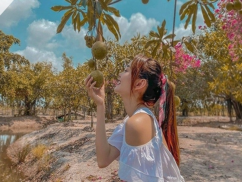 Minh Hằng có trong tay mảnh vườn rộng rãi có đủ cây ăn trái, ao cá rộng tới 20.000m2 ở Đồng Nai. Ảnh: FBNV