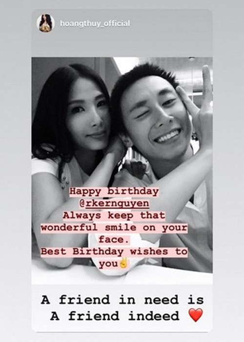 Năm 2019, Rocker Nguyễn vướng tin đồn hẹn hò Á hậu Hoàng Thùy. Đối mặt với nghi vấn này, nam ca sĩ khẳng định cả hai chỉ là bạn bè. Ảnh chụp màn hình