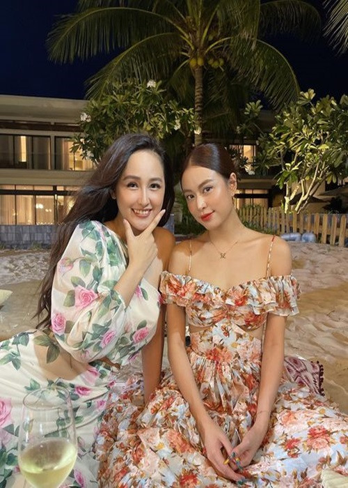 Mai Phương Thúy và Hoàng Thùy Linh chơi chung một nhóm với Minh Hằng, Khả Ngân, vợ chồng Đông Nhi. Ảnh: Instagram Hoàng Thùy Linh