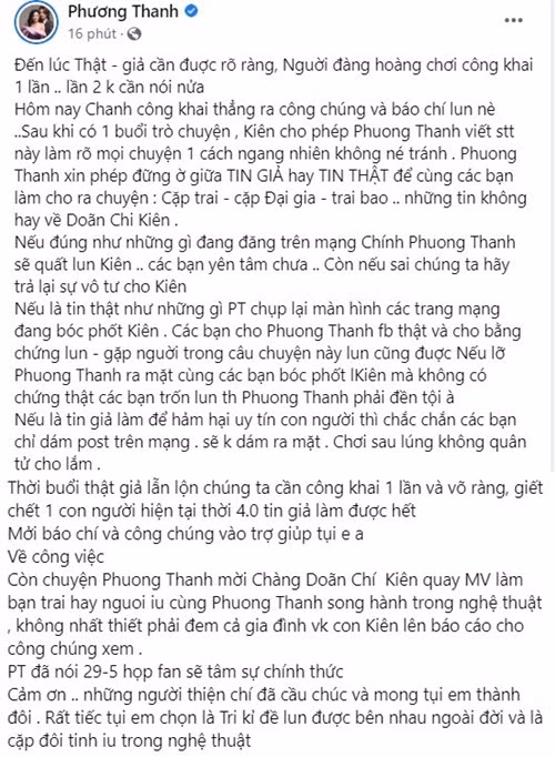Phuong Thanh noi gi ve tin don Doan Chi Kien da co vo con?-Hinh-2
