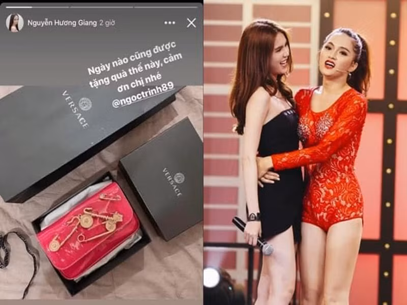 Ngọc Trinh tặng Hương Giang Idol túi hiệu 22 triệu đồng. Ảnh: Yan