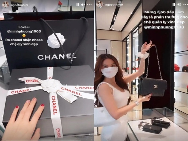 Ngọc Trinh tặng túi hơn 100 triệu cho người quản lý. Ảnh: Yan