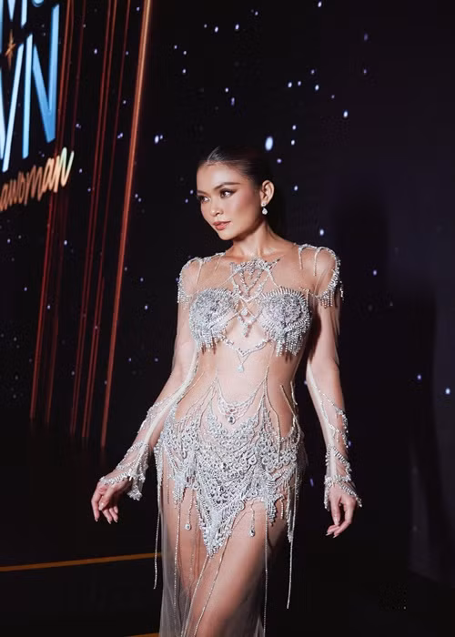 Giống Hoàng Thùy, Mâu Thủy tham gia Hoa hậu Hoàn vũ Việt Nam 2017. Ở sân chơi này, cô đoạt danh hiệu á hậu 2. Ảnh: FBNV