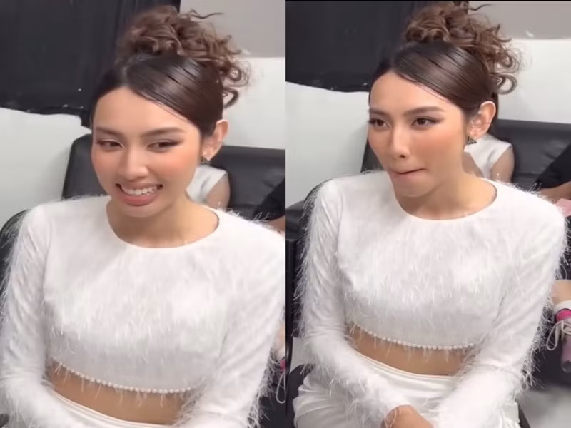 Cụ thể, khi Thùy Tiên nói về mẫu bạn trai có tâm và tài, không quá quan trọng ngoại hình, Trấn Thành hỏi người đẹp: "Em nghĩ sao về diễn viên Anh Đức?". Phía Thùy Tiên ngượng ngùng nói: “Mình có thể cắt ngang đoạn này được không ạ?”. Ảnh: Yan