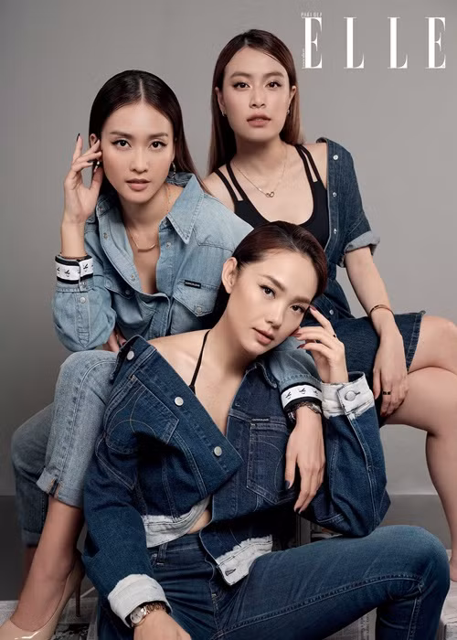 Khả Ngân và Minh Hằng đều thân thiết với Hoàng Thùy Linh. Ảnh: Elle