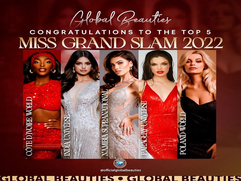 Top 5 Hoa hậu của các hoa hậu 2021 gồm Chanique Rabe - Hoa hậu Siêu quốc gia 2021, Karolina Bielawska - Hoa hậu Thế giới 2021, Harnaaz Kaur Sandhu - Hoa hậu Hoàn vũ Thế giới 2021, Nadia Ferreira- Á hậu 1 Hoa hậu Hoàn vũ Thế giới 2021, Olivia Yace- Á hậu 2 Hoa hậu Thế giới 2021. Ảnh: Global Beauties
