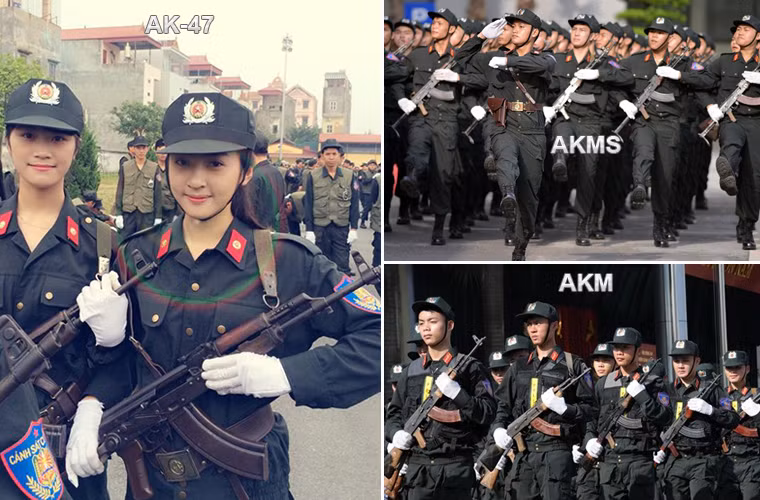 Loại súng cuối cùng trang bị cho lực lượng Cảnh sát Cơ động là dòng súng AK, trong đó chiếm số lượng nhiều nhất là súng trường tấn công phiên bản, AKM, và AKMS.